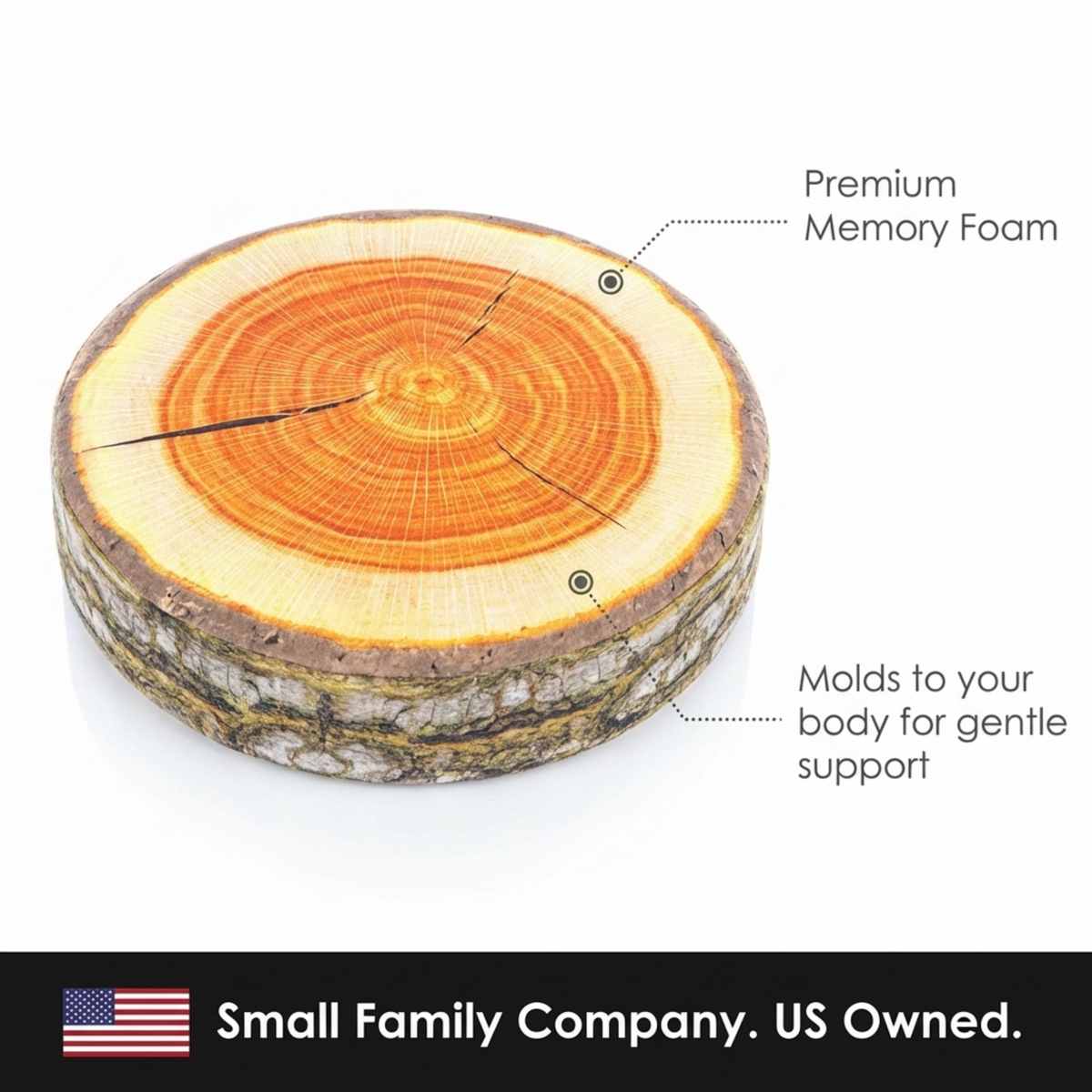 Log Maple Slice Memory Foam Seat Cushion Decorative Pillow - Bring Nature Home - view 27