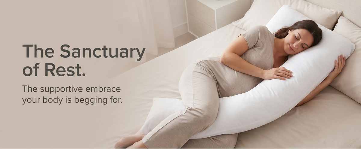 L-Shaped Body Pillow - Prenatal Pregnancy Pillow - Side Sleeper, Superior, White - view 9