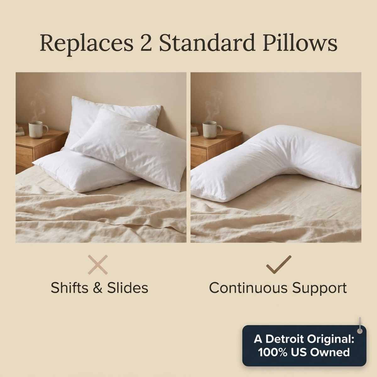 Boomerang Body Pillow - V-Shaped Side Sleeper - Superior Comfort, White - view 9