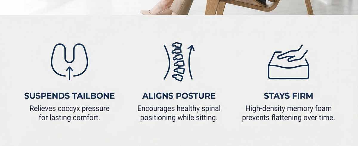 Bottom Reformulator Orthopedic Grade Foam Cushioned Seat - Hip Pain Relief - Seat Cushion - view 10