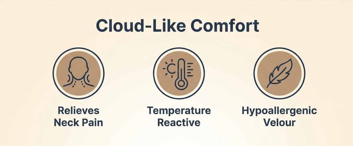 Perfect Contour Memory Foam Bed Pillow - Stress And Neck Tension Relief - Bed Pillow, Crea - view 10