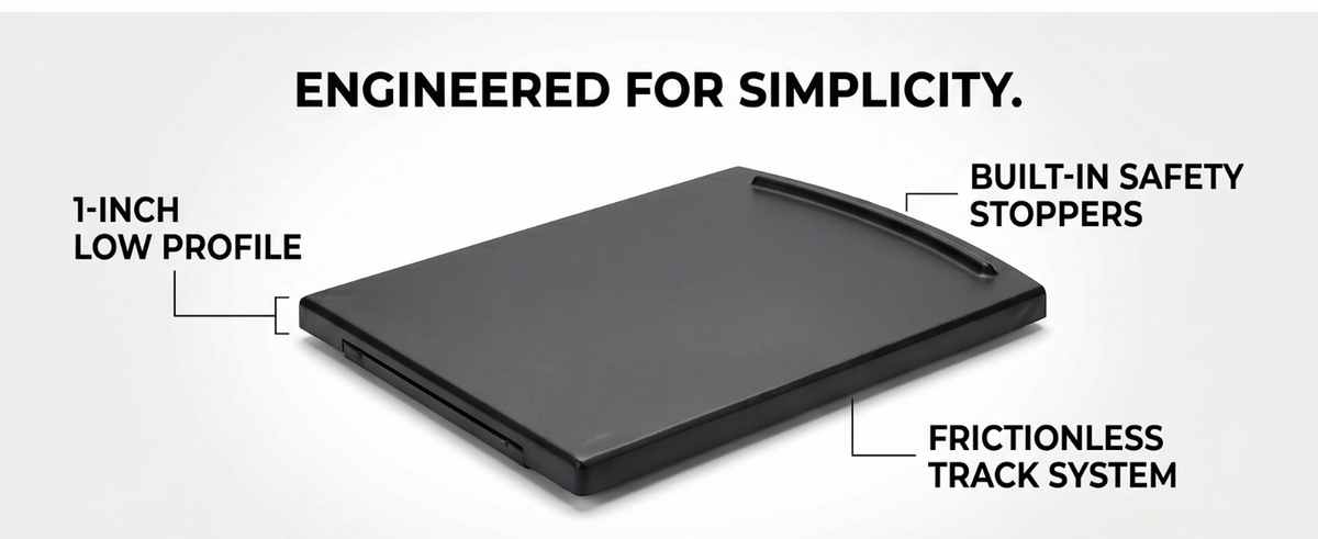 Kitchen Under-Cabinet Sliding Shelf - Countertop Pull-Out Tray - Easy Gliding, Black - view 10
