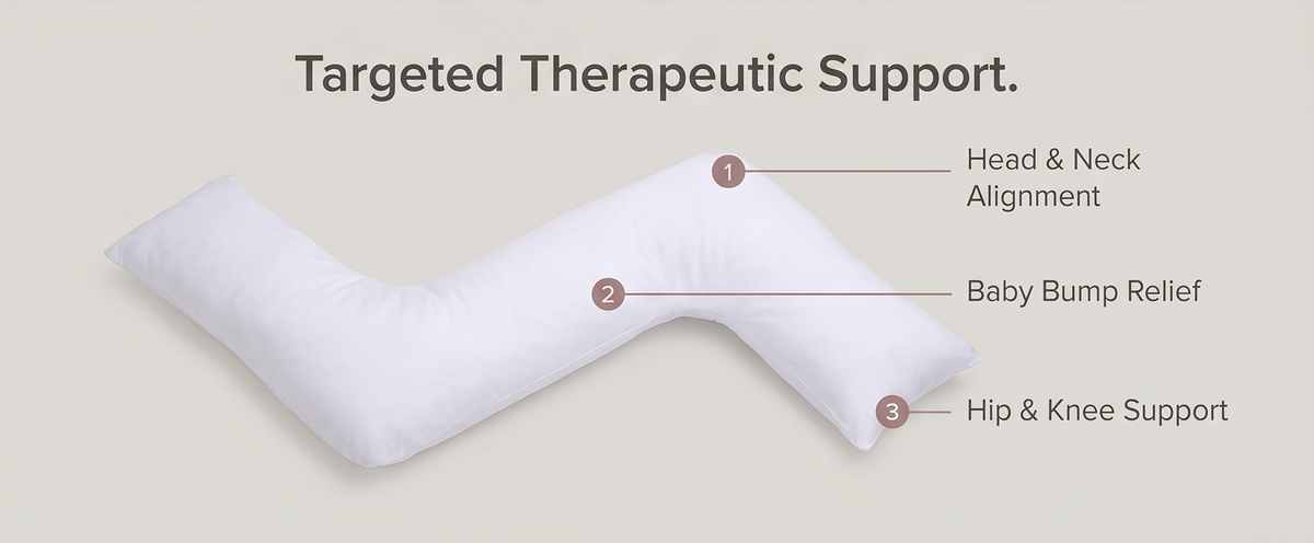 L-Shaped Body Pillow - Prenatal Pregnancy Pillow - Side Sleeper, Superior, White - view 10