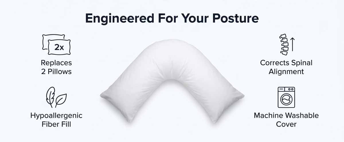 Cover for Boomerang Body Pillow - Cotton (50%) / Polyester (50%) Blend, White - view 10