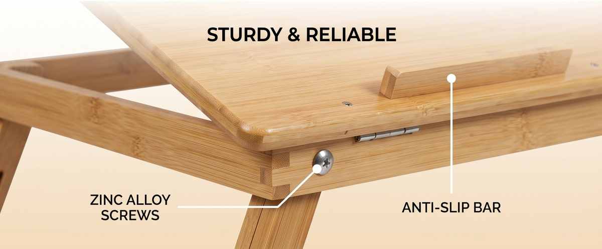 Bamboo Wood Laptop Desk - Multi-functional Laptop & Reading Stand with Internal Cooling Fa - view 11