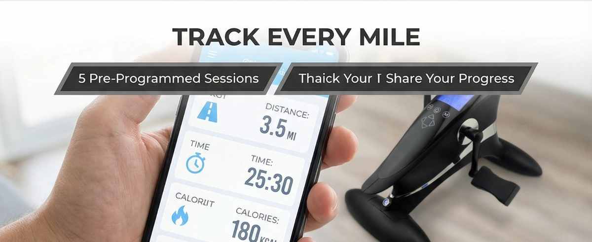 Motor Bike Indoor Bike With Mobile App Black - Under Desk Bike That Does the Work for You - view 21