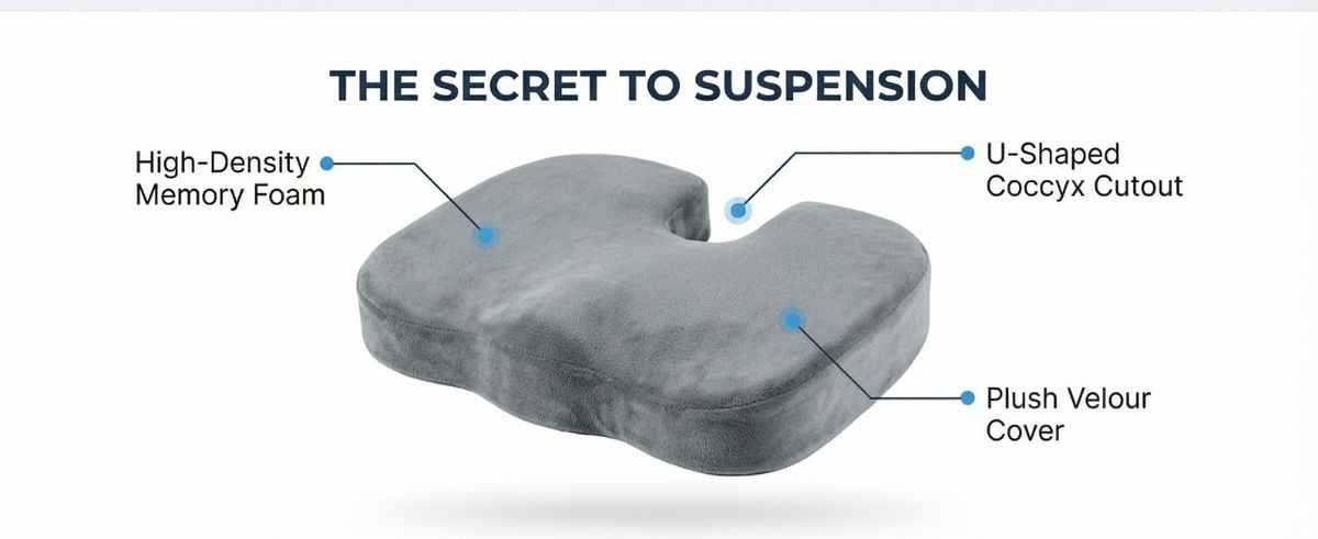 Coccyx Orthopedic Memory Foam - Sciatica Relief - Seat Cushion - view 31