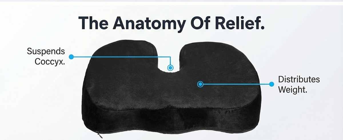 Coccyx Orthopedic Gel Enhanced Comfort Foam - Sciatica Relief - Seat Cushion - view 21