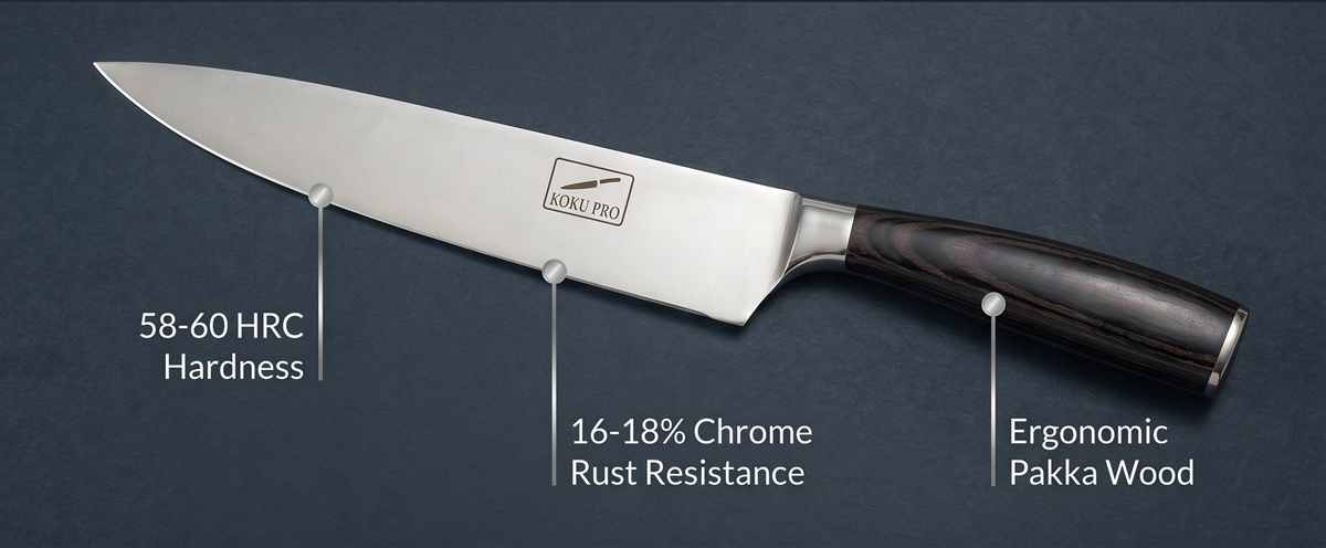 Koku Pro Japanese Knife - Pro 8" Sharp Chef Knife - Kevlar Gloves - Knife Set - view 11