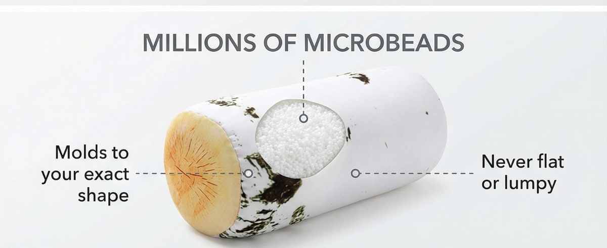 Microbead Bolster Neck Roll Pillow - Silky Feel - view 41