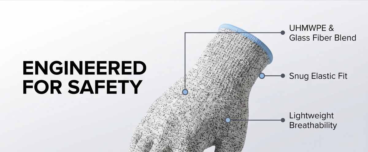 Kevlar No Cut Kitchen Gloves - Machine Washable - High Grade Polyethylene - Light Weight - view 44