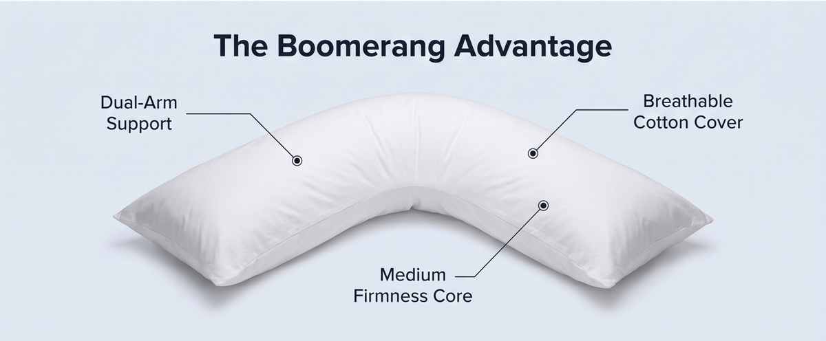 Cover for Boomerang Body Pillow - Cotton (50%) / Polyester (50%) Blend, White - view 11