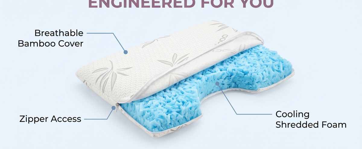 Insert Topper - Bamboo Cooling Blue Shredded Memory Foam - view 11