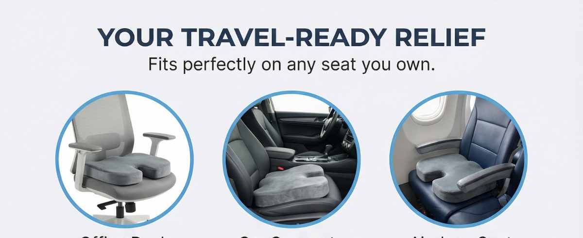 Coccyx Orthopedic Memory Foam - Sciatica Relief - Seat Cushion - view 34