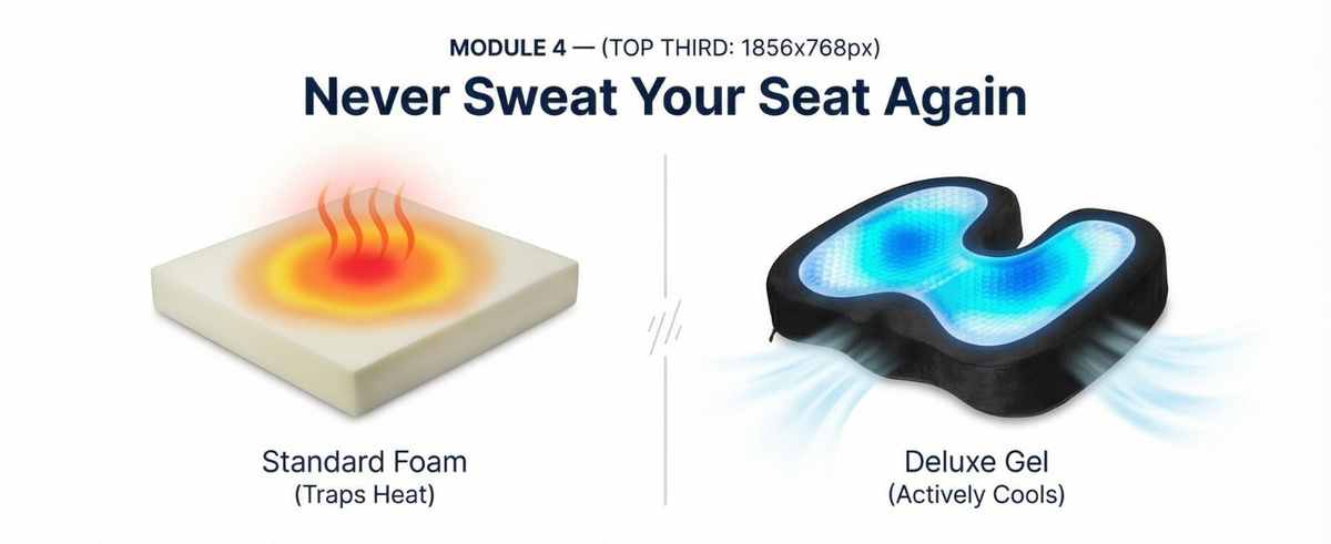Coccyx Orthopedic Gel Enhanced Comfort Foam - Sciatica Relief - Seat Cushion - view 23