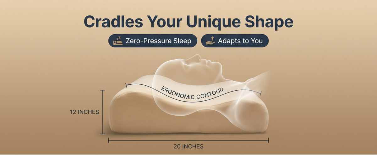 Perfect Contour Memory Foam Bed Pillow - Stress And Neck Tension Relief - Bed Pillow, Crea - view 12