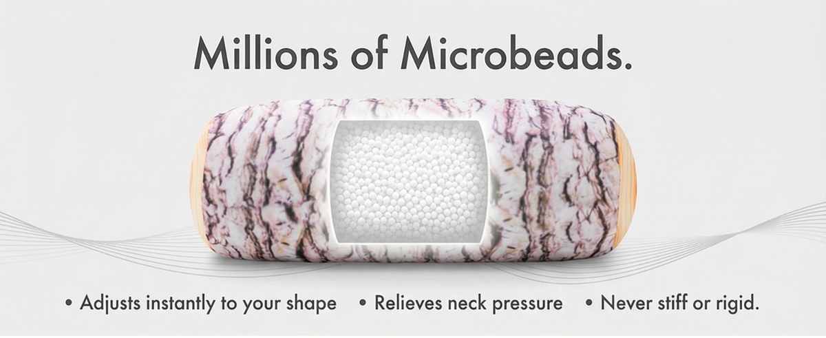 Microbead Bolster Neck Roll Pillow - Silky Feel - view 48