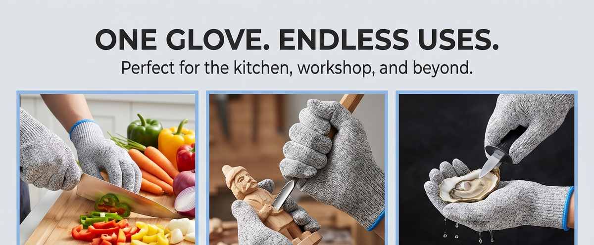 Kevlar No Cut Kitchen Gloves - Machine Washable - High Grade Polyethylene - Light Weight - view 48