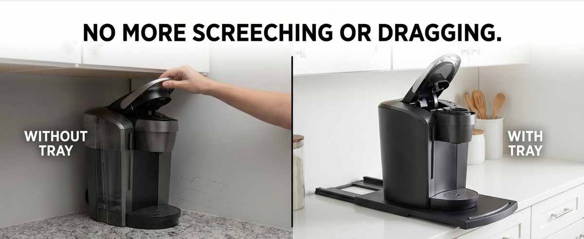Kitchen Under-Cabinet Sliding Shelf - Countertop Pull-Out Tray - Easy Gliding, Black - view 12