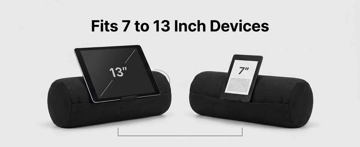 Bed Pillow Tablet Holder - Perfect for Bed or Couch - Angle Adjustable, Black - view 12