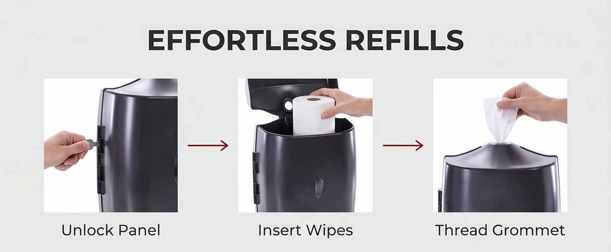 Wipes Dispenser - Wall Mounted - Disinfectant - Contemporary Anti-Roping Design - view 23
