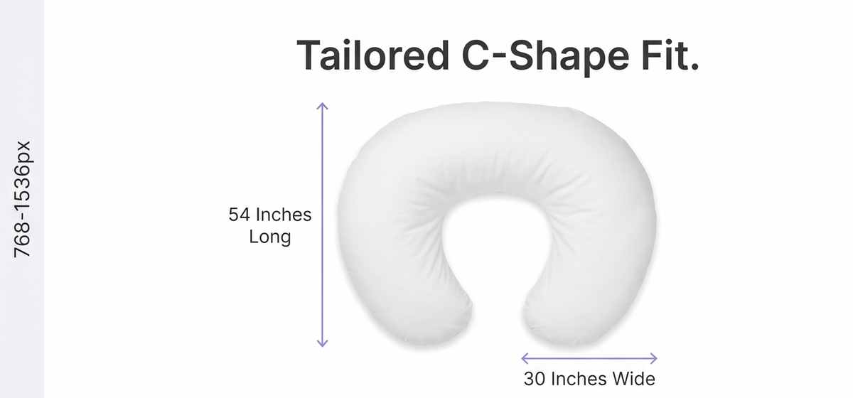Allergen-Free Cover For C-Shaped Full Body Pillow - Stain Resistant - Pillow Cover, White - view 13