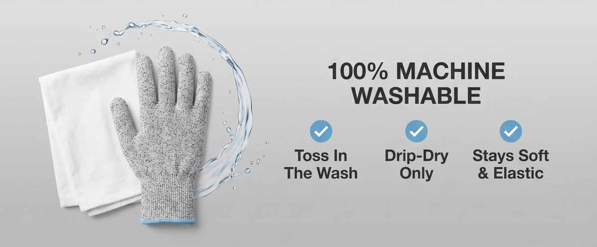 Kevlar No Cut Kitchen Gloves - Machine Washable - High Grade Polyethylene - Light Weight - view 49