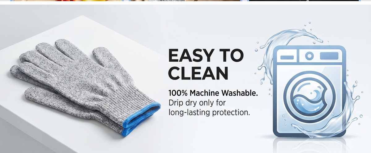 Kevlar No Cut Kitchen Gloves - Machine Washable - High Grade Polyethylene - Light Weight - view 52