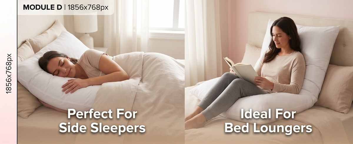 Boomerang Body Pillow - V-Shaped Side Sleeper - Superior Comfort, White - view 13
