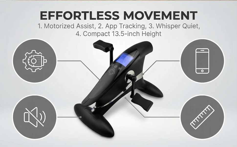 Motor Bike Indoor Bike With Mobile App Black - Under Desk Bike That Does the Work for You - view 27