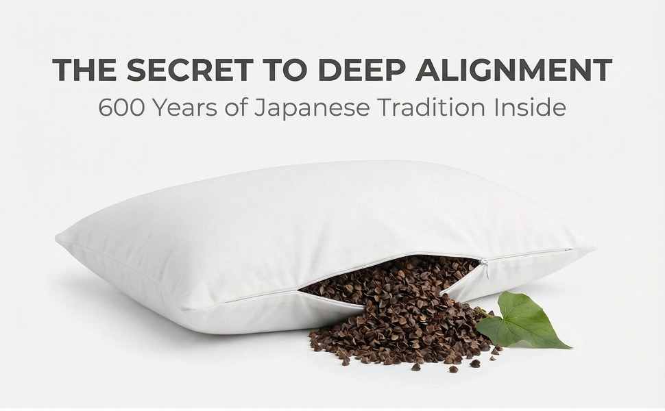 Organic Buckwheat Hull Bed Pillow - Stress And Neck Tension Relief - Bed Pillow, Cream - view 40