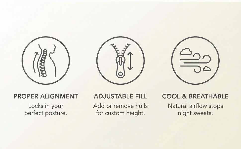 Organic Buckwheat Hull Bed Pillow - Stress And Neck Tension Relief - Bed Pillow, Cream - view 41
