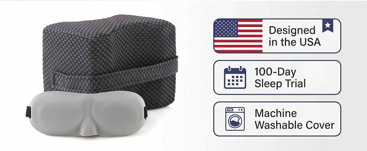 Leg and Knee Spacer Memory Foam Pillow W/Strap + Eye Mask - view 14