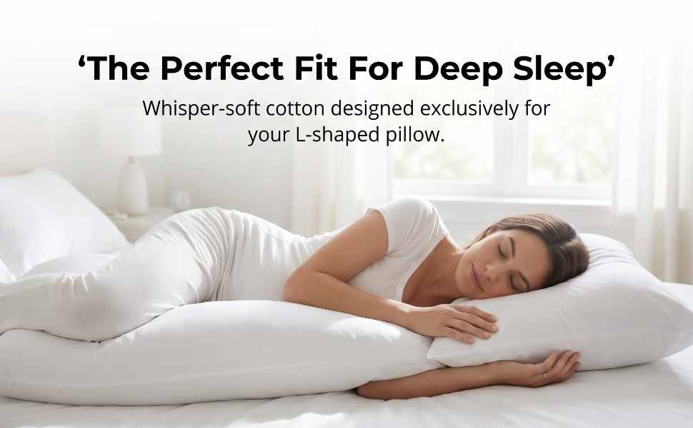 Cover For L-Shaped Body Pillow - Hypoallergenic - Tailored Fit - Comfort, White - view 14