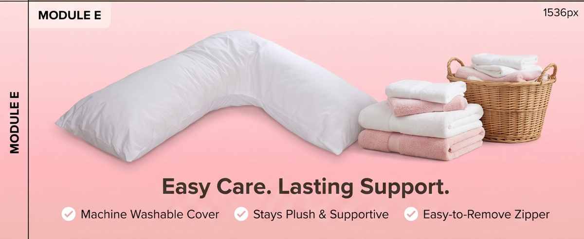 Boomerang Body Pillow - V-Shaped Side Sleeper - Superior Comfort, White - view 14