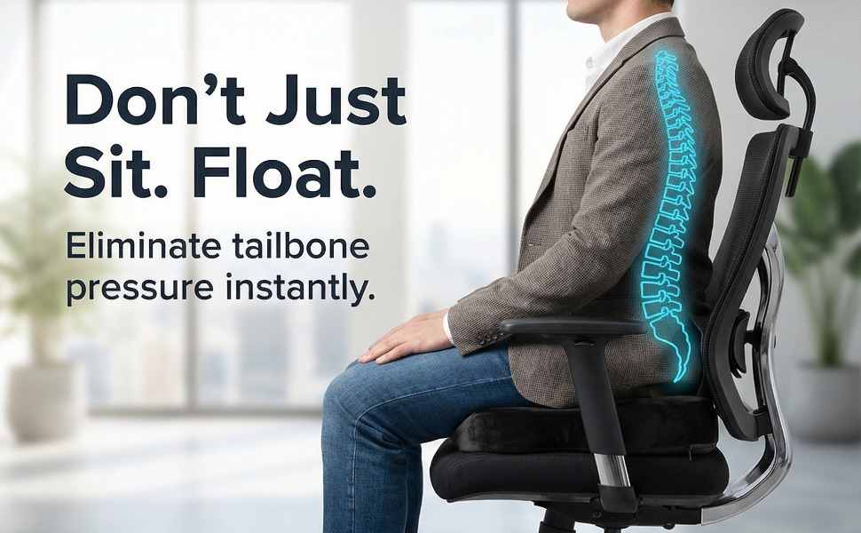 Coccyx Orthopedic Gel Enhanced Comfort Foam - Sciatica Relief - Seat Cushion - view 29