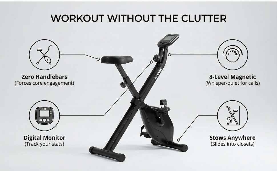 Upright Training X-Bike With Magnetic Resistance - Cardiac Aerobic Exercise Bike - Digital - view 36