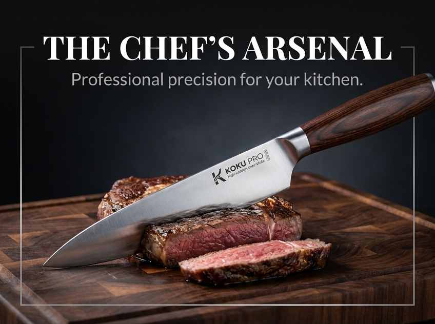 Koku Pro Japanese Knife - Pro 8" Sharp Chef Knife - Kevlar Gloves - Knife Set - view 15