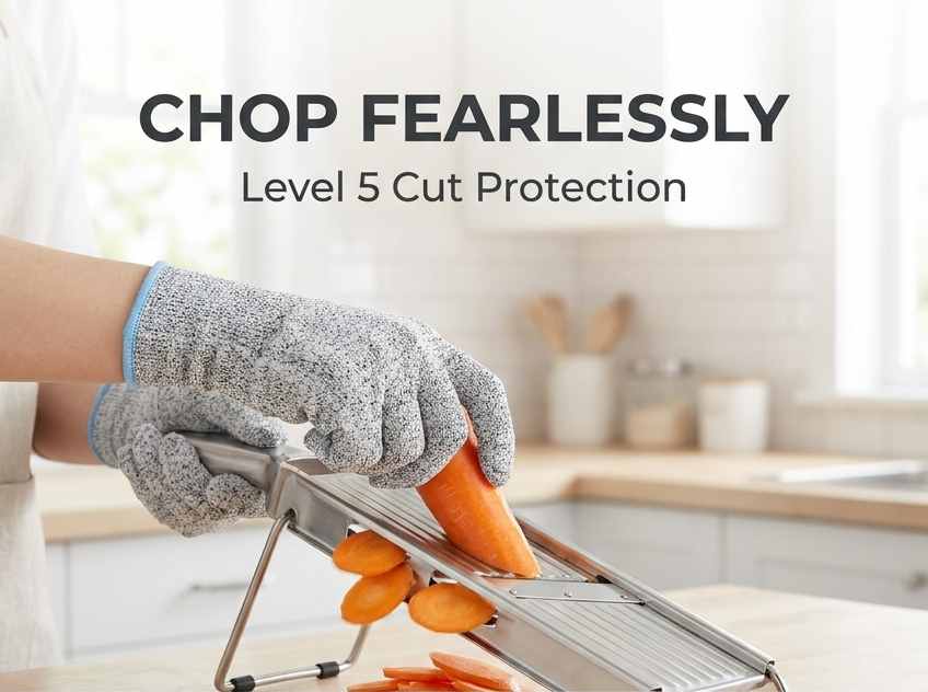 Kevlar No Cut Kitchen Gloves - Machine Washable - High Grade Polyethylene - Light Weight - view 59