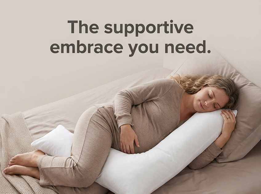 L-Shaped Body Pillow - Prenatal Pregnancy Pillow - Side Sleeper, Superior, White - view 15