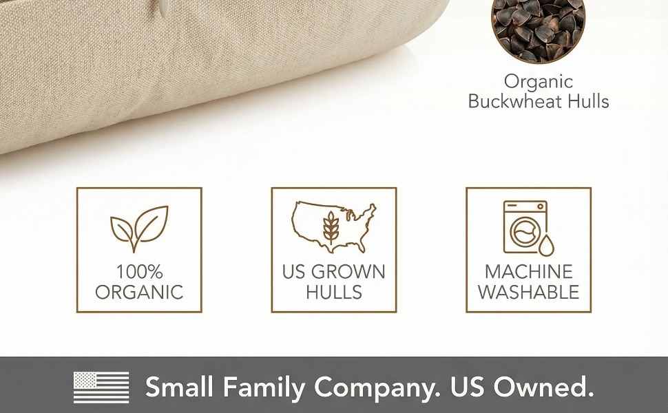 Organic Buckwheat Hull Bed Pillow - Stress And Neck Tension Relief - Bed Pillow, Cream - view 47