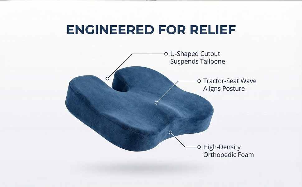 Bottom Reformulator Orthopedic Grade Foam Cushioned Seat - Hip Pain Relief - Seat Cushion - view 16