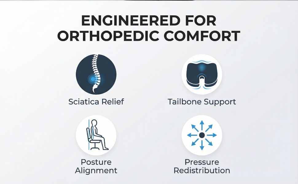Coccyx Orthopedic Memory Foam - Sciatica Relief - Seat Cushion - view 46
