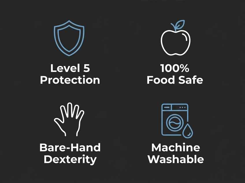 Kevlar No Cut Kitchen Gloves - Machine Washable - High Grade Polyethylene - Light Weight - view 61