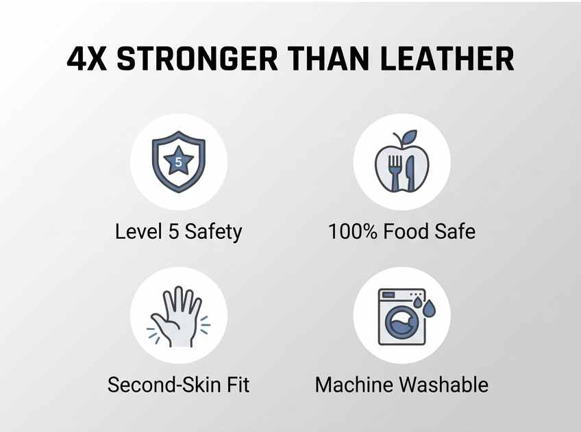 Kevlar No Cut Kitchen Gloves - Machine Washable - High Grade Polyethylene - Light Weight - view 62