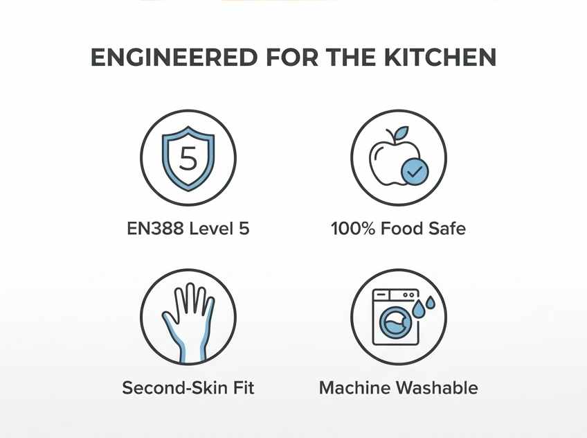 Kevlar No Cut Kitchen Gloves - Machine Washable - High Grade Polyethylene - Light Weight - view 63