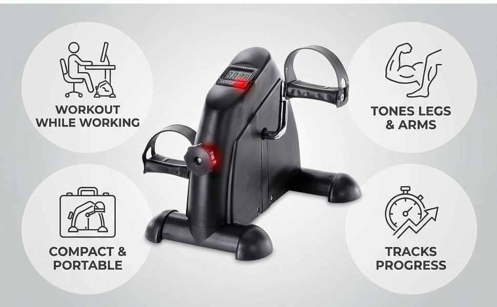 Pedal Exercise Mini Cycle Bike Silvery - Digital Display - Adjustable Resistance - view 31