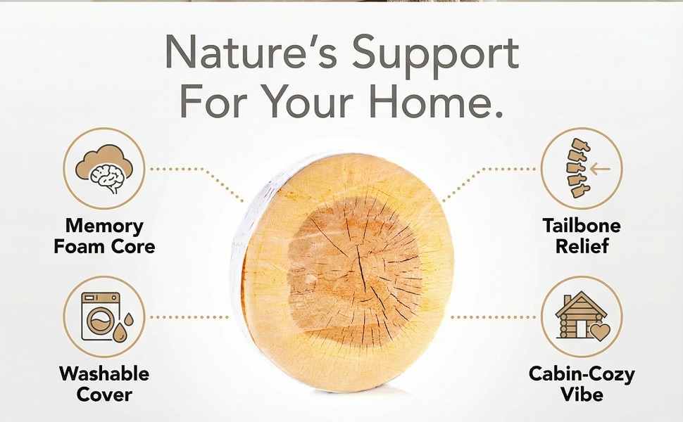 Log Maple Slice Memory Foam Seat Cushion Decorative Pillow - Bring Nature Home - view 46