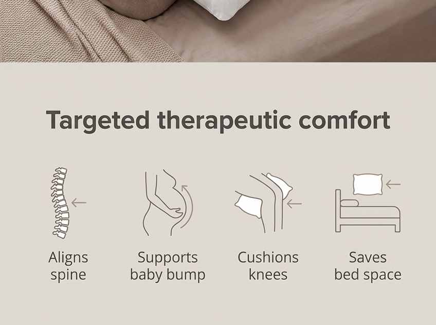 L-Shaped Body Pillow - Prenatal Pregnancy Pillow - Side Sleeper, Superior, White - view 16