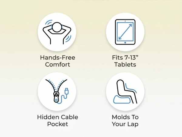 Bed Pillow Tablet Holder - Perfect for Bed or Couch - Angle Adjustable, Black - view 16
